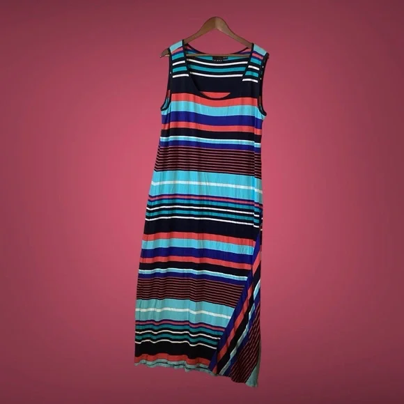 Tribal Multi-Color Striped Maxi Dress Size XL - Picture 1 of 7